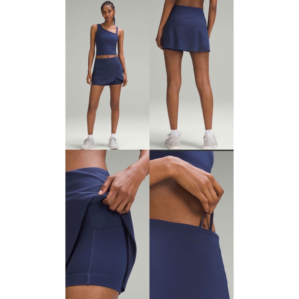 Lululemon Lost In Pace Skirt Navy Blue Athletic Skort Tennis Running Size 12